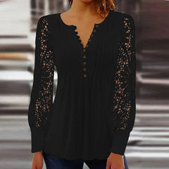 Isabella – Elegant Floral Blouse with Sheer Sleeves For Women