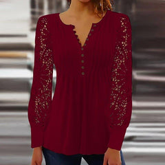 Isabella – Elegant Floral Blouse with Sheer Sleeves For Women