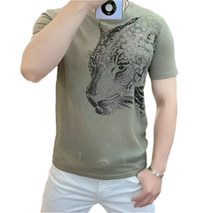 Macky – Rhinestone Leopard Men’s T-shirt