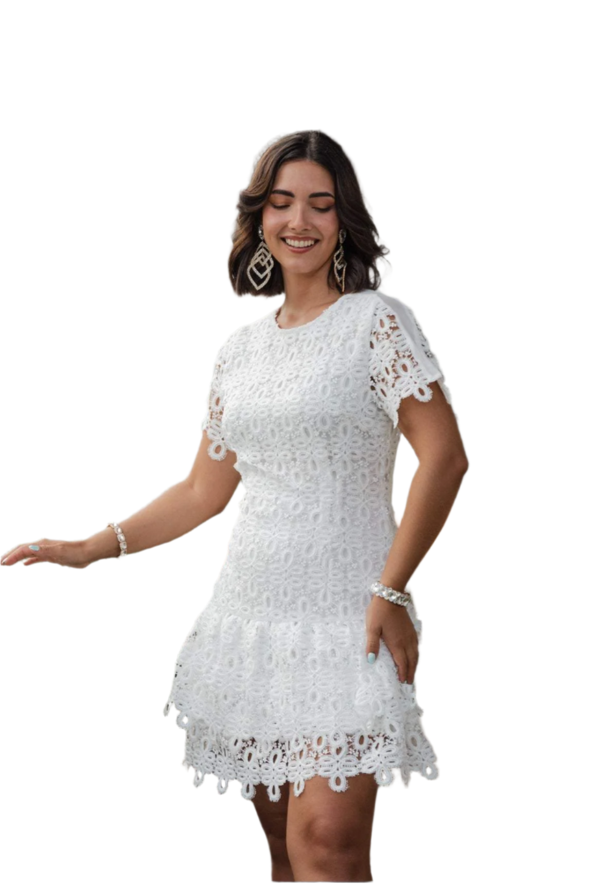 Livia – Elegant Lace-Detail Women’s White Dress