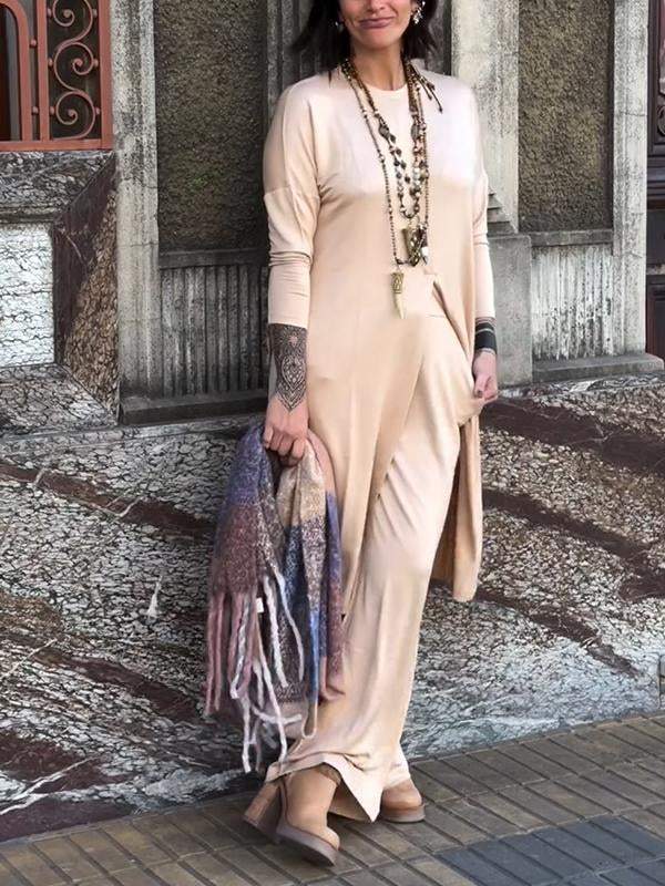 Adeline – Elegant Solid-Coloured Long Two-Piece Suit for Women