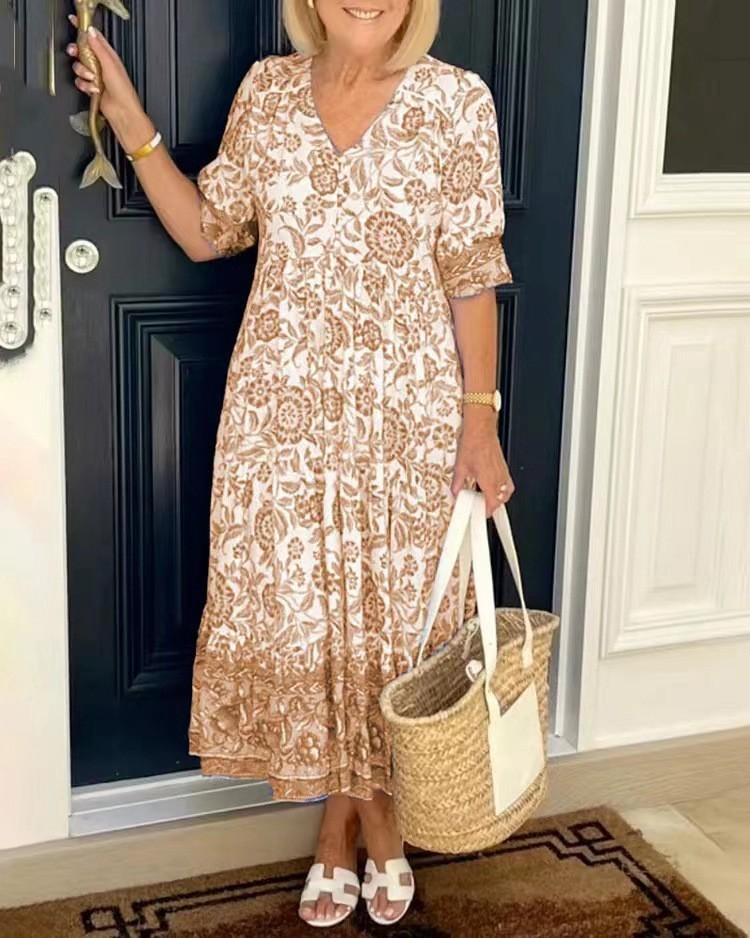 Isabella – Bohemian Floral Women’s Midi Dress