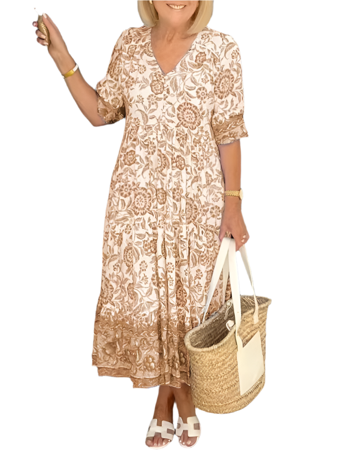 Isabella – Bohemian Floral Women’s Midi Dress