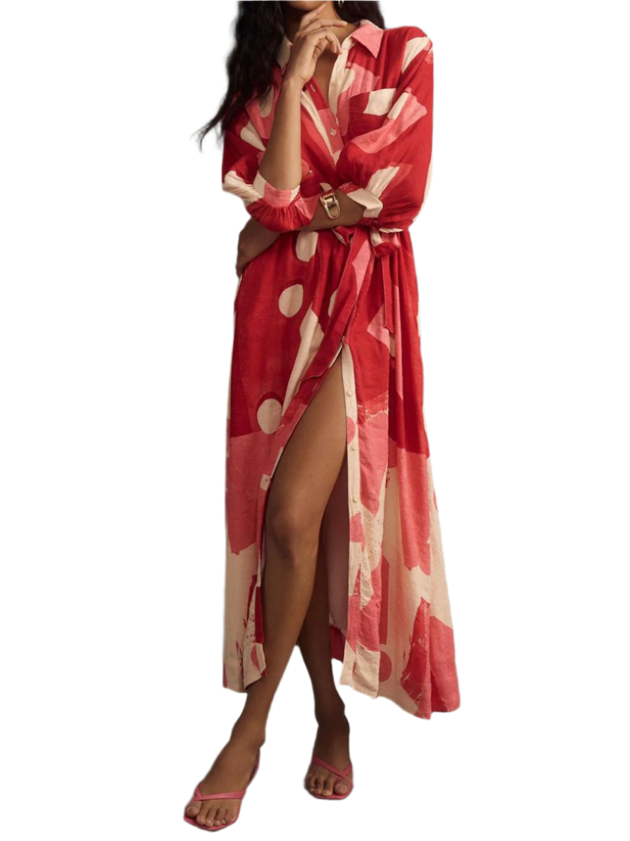 Isabella – Elegant Button-Detail Maxi Dress for Women