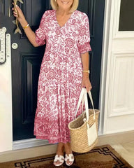 Isabella – Bohemian Floral Women’s Midi Dress