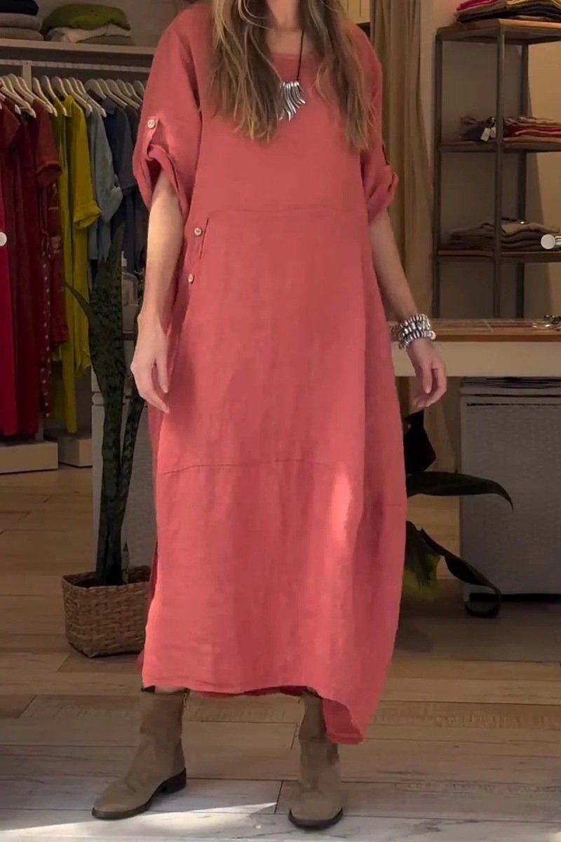 Lucia – Elegant Linen Midi Dress for Women