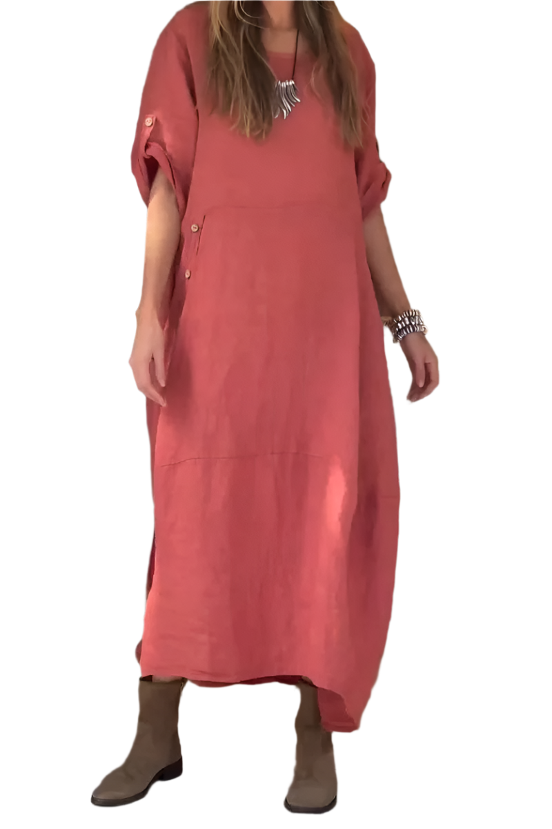 Lucia – Elegant Linen Midi Dress for Women