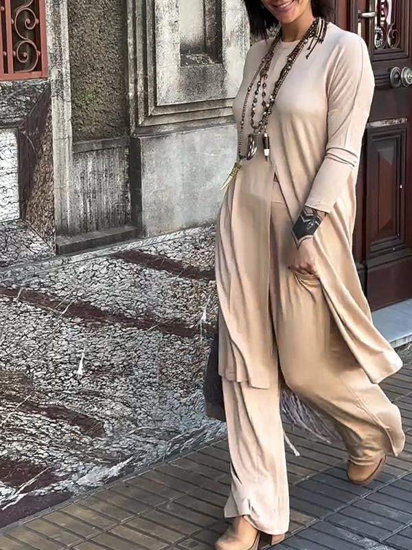 Adeline – Elegant Solid-Coloured Long Two-Piece Suit for Women