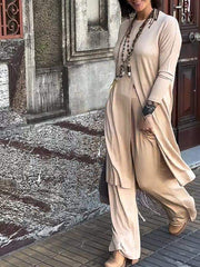 Adeline – Elegant Solid-Coloured Long Two-Piece Suit for Women