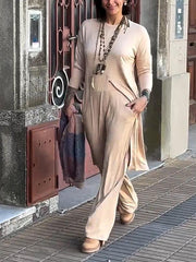 Adeline – Elegant Solid-Coloured Long Two-Piece Suit for Women
