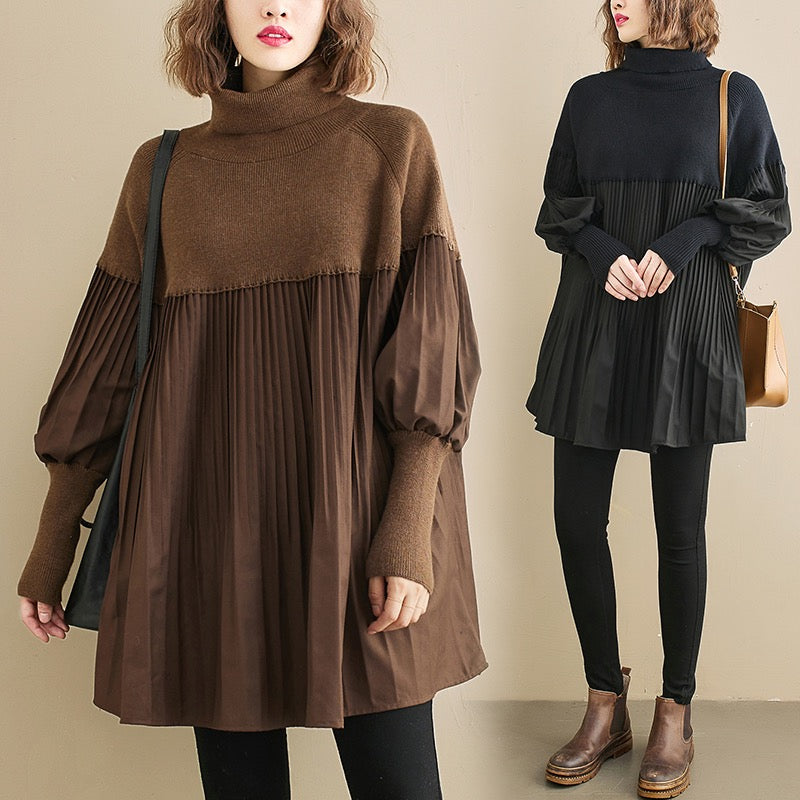 Clara – Lantern-Sleeve Women's Knitted Dress