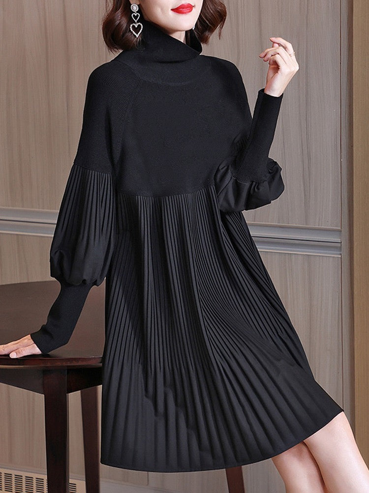 Clara – Lantern-Sleeve Women's Knitted Dress
