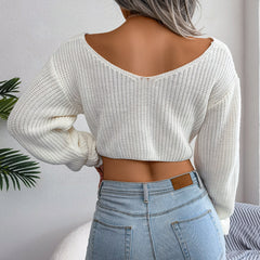 Astri – Trendy Cropped Women’s Long Sleeves Knitted Top