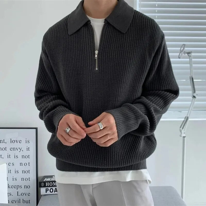 Giovanni – Zip-Up Knitted Sweater for Men