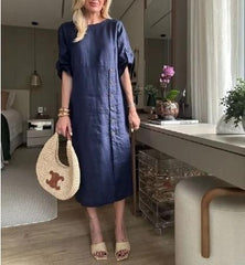 Lucia – Elegant Linen Midi Dress for Women