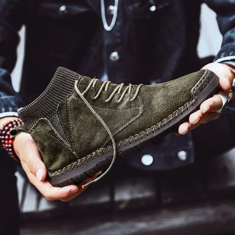 Luca – Velvet Lace-Up Boots for Men