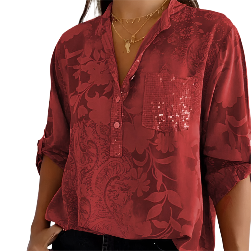 Isabella – Elegant V-Neck Blouse for Women