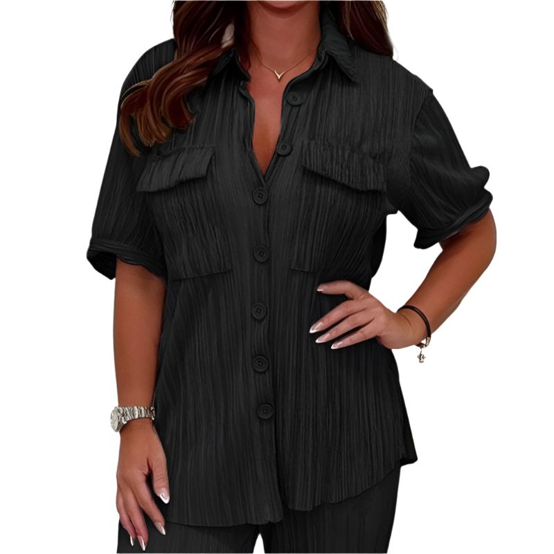 Crystal – Elegant Polo and Trouser Two-Piece Set for Women