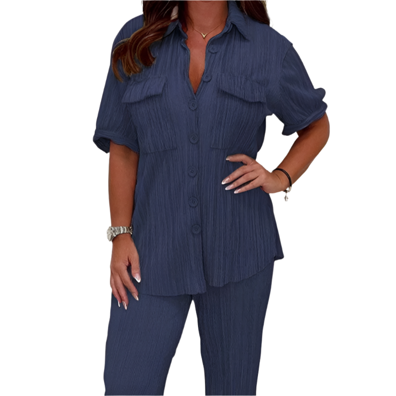Crystal – Elegant Polo and Trouser Two-Piece Set for Women