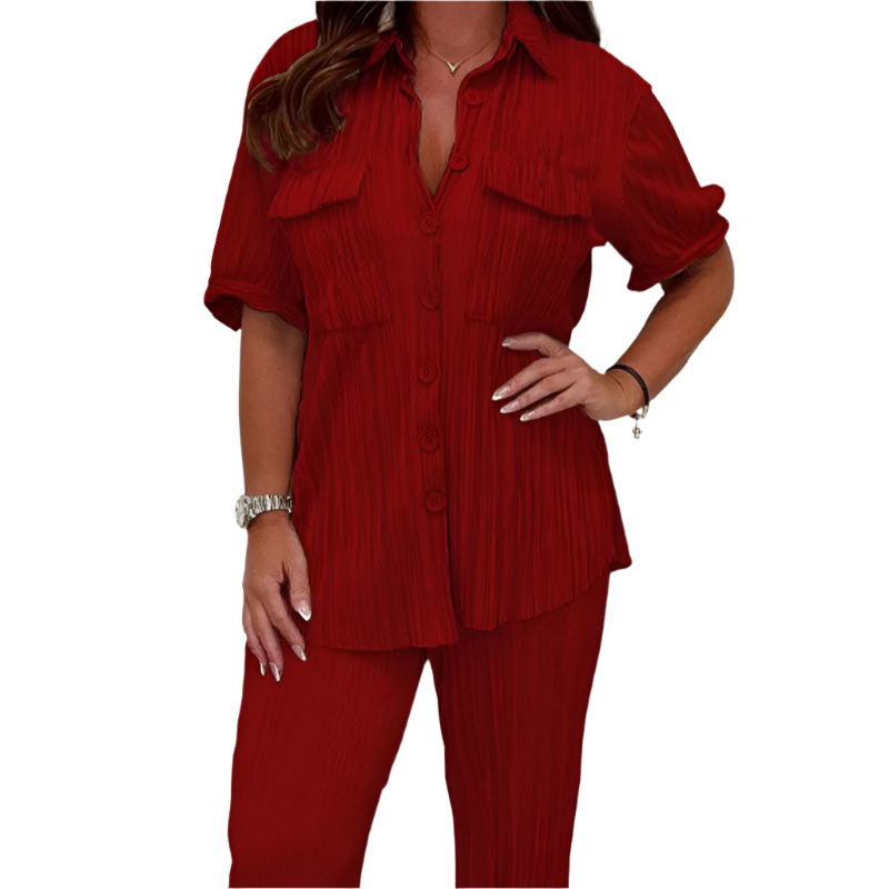 Crystal – Elegant Polo and Trouser Two-Piece Set for Women