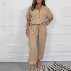 Marcella – Short-Sleeve Women’s Utility Jumpsuit