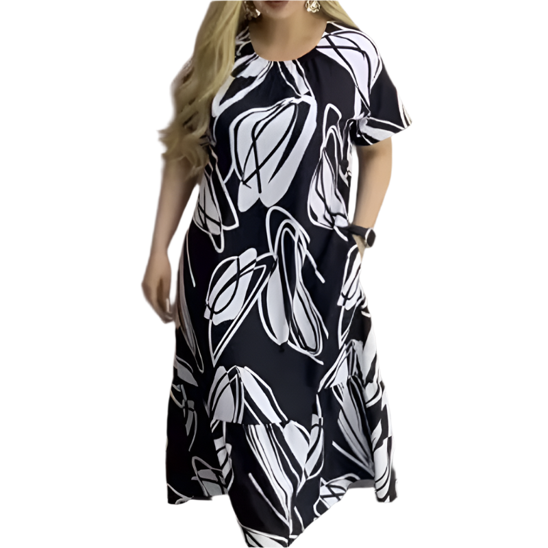 Elena – Elegant Printed Flowy Dress for Women