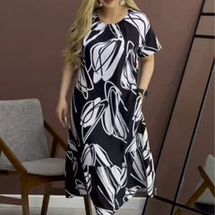 Elena – Elegant Printed Flowy Dress for Women