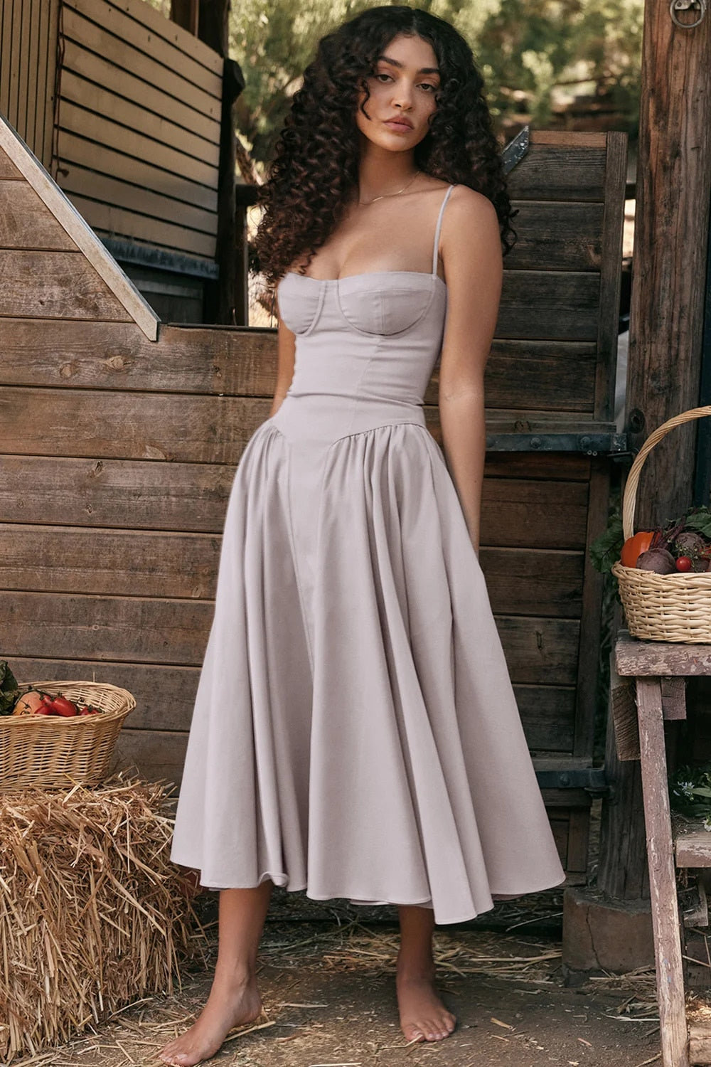 Isabella – Enchanting Summer Corset Midi Dress for Women