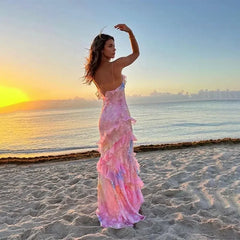 Gie– Elegant Woman's Ruffled Long Dress